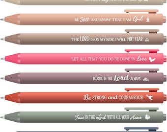 8 pc. Bible Verse Pen Set | Encouraging Pens, Inspirational Pens, Gift for Her, Office Gift, Coworker Gift English or Spanish