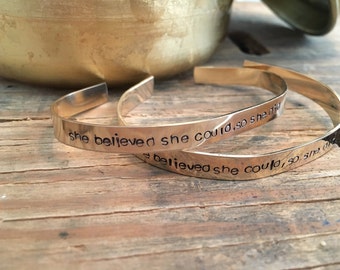 Gold fill personalized cuff bracelet