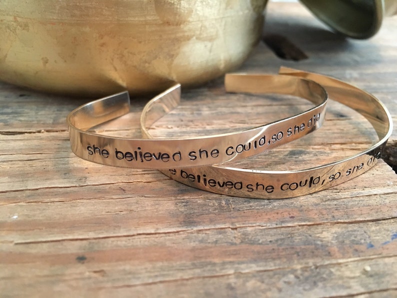 Gold fill personalized cuff bracelet image 1