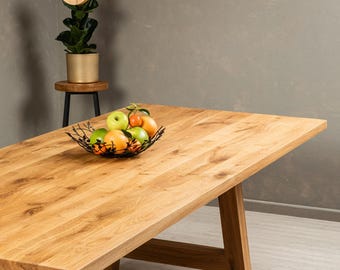 Solid Oak Table Top 4 cm Thick, Straight Edge Dining Table Top, Custom Size Wooden Table Top, BRAVION ALFA