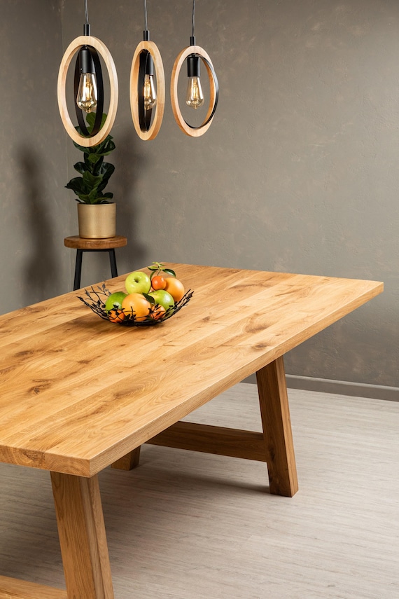 Solid Oak Table Top 4 cm Thick, Straight Edge Dining Table Top, Custom Size Wooden Table Top, BRAVION ALFA