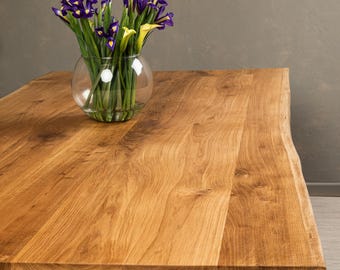 Piano del tavolo da pranzo in rovere con bordo vivo, piano del tavolo in legno massello, dimensioni personalizzate, lastra di legno rustico moderno, spessore di 4 cm, BRAVION BETA