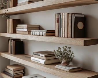 Wall Shelf with natural Tree Edge, Natural Oiled, Floating Shelf, Solid Wood, Invisible Mounting, Modern Style, Real Oak Wood, BRAVION MURUM