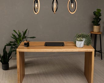BRAVION Solid OAK writing table with natural Tree Edge, Natural Oiled