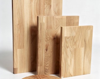 Set di taglieri in rovere, taglieri in rovere massello, taglieri in legno, taglieri da cucina spessi 2 cm, taglieri rotondi e rettangolari