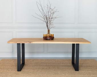 BRAVION OAK Dining table ALFA without Tree Edge and Tempo (metal) legs, thickness of 4cm, solid oak wood