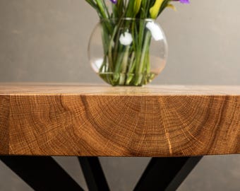 BRAVION OAK Dining table MAGNUM with natural edge and spider legs, 8 cm thickness