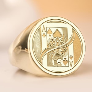 Chevalière de blackjack en argent sterling ou plaqué or - Bijoux de poker de casino, 21 bagues de jeu de cartes porte-bonheur, cadeau de jeu pour lui