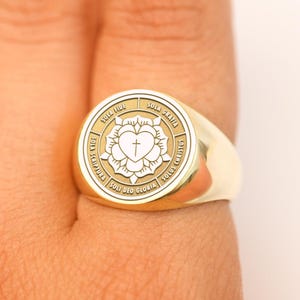 Luther Rose Signet Ring: Sterling Silver Christian Reformation Jewelry