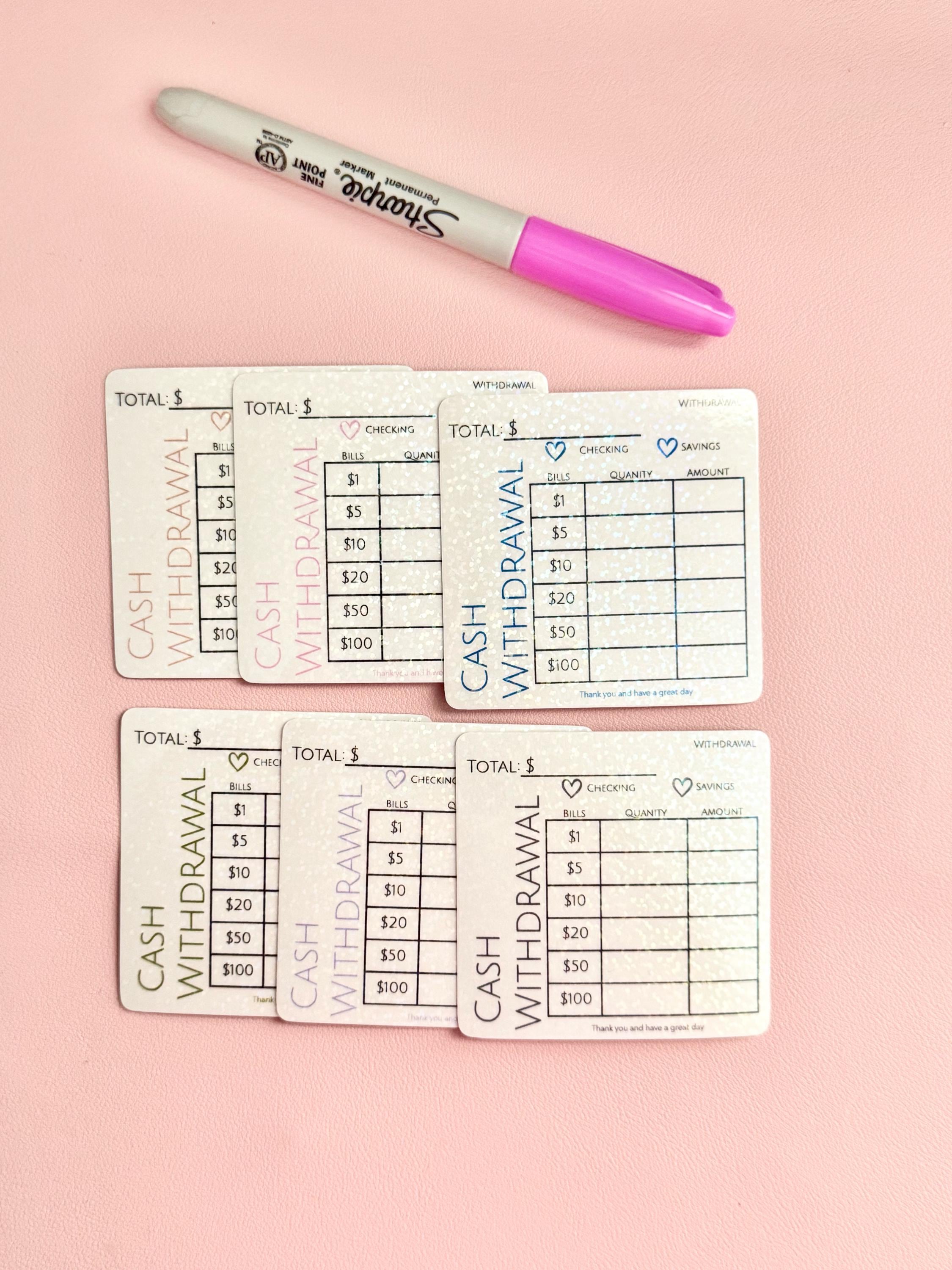 Reusable Drop Slips Laminated Teller Slips: Reusable Budgeting & Cash Withdrawal - Etsy