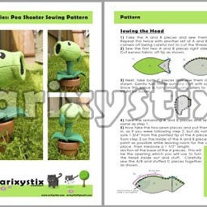 PDF DOWNLOAD Combo Pack 3 Sewing Patterms Sunflower Wallnut and Pea Plant in a Clay Pot image 2