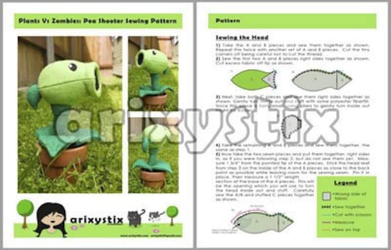 PDF DOWNLOAD Combo Pack 3 Sewing Patterms Sunflower Wallnut and Pea Plant in a Clay Pot image 2