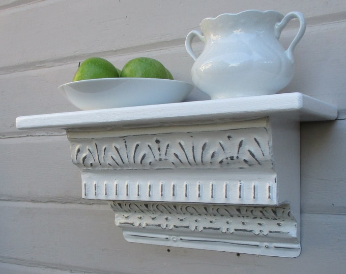 Small White Ceiling Tin Wall Shelf 16 Antique Etsy