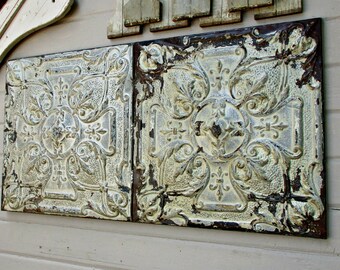 Framed Tin Ceiling Tile 24 Antique Architectural Etsy