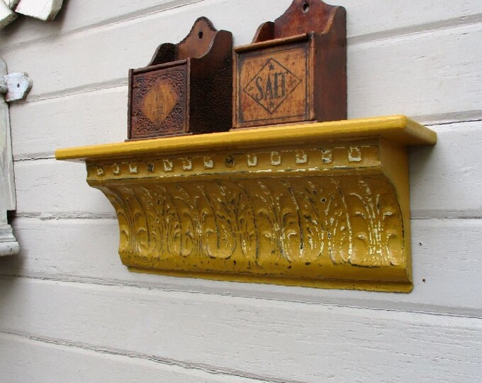 Antique Ceiling Tin Wall Shelf, Architectural Salvage, Bathroom Kitchen