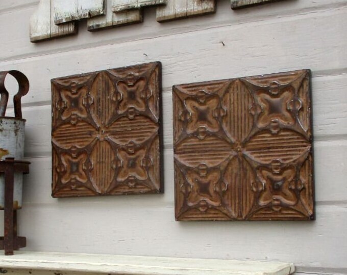 Architectural Salvage Wall Art Old Ceiling Tin Tiles Set of Etsy
