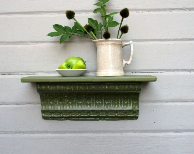 Antique Ceiling Tin Wall Shelf, Architectural Salvage Recycled