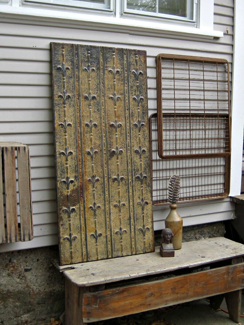 Architectural salvage wall decor. Tin ceiling tile. Rustic Etsy
