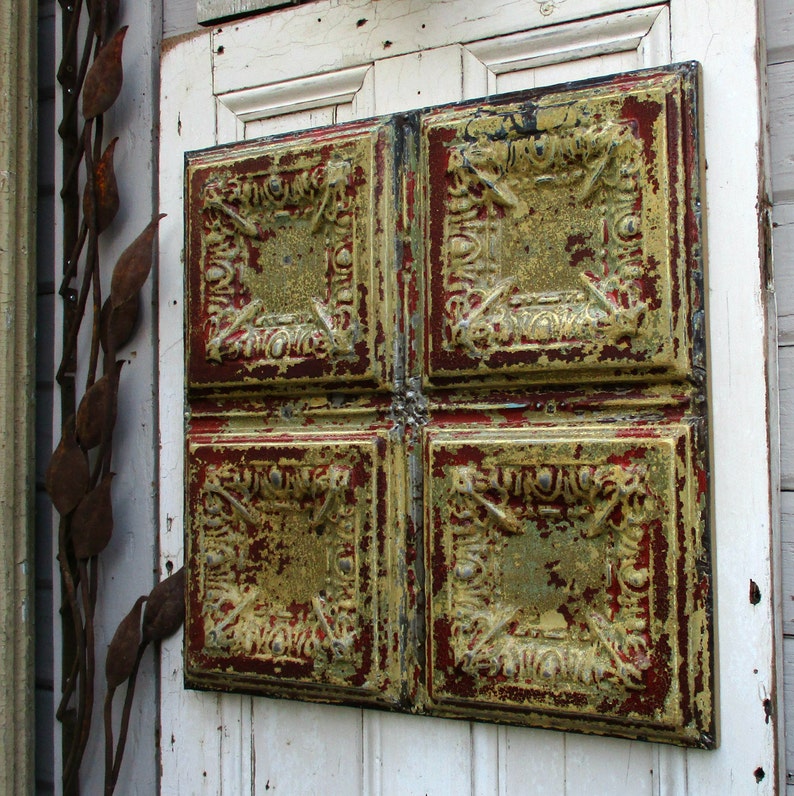 Tin Ceiling Tile Antique Architecture Salvage Wall Decor Tin Etsy