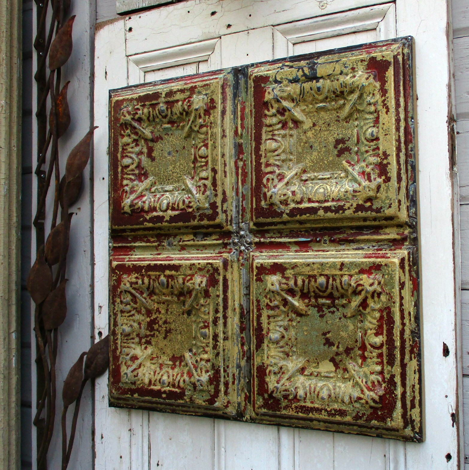 Tin Ceiling Tile Antique Architecture Salvage Wall Decor Tin Etsy