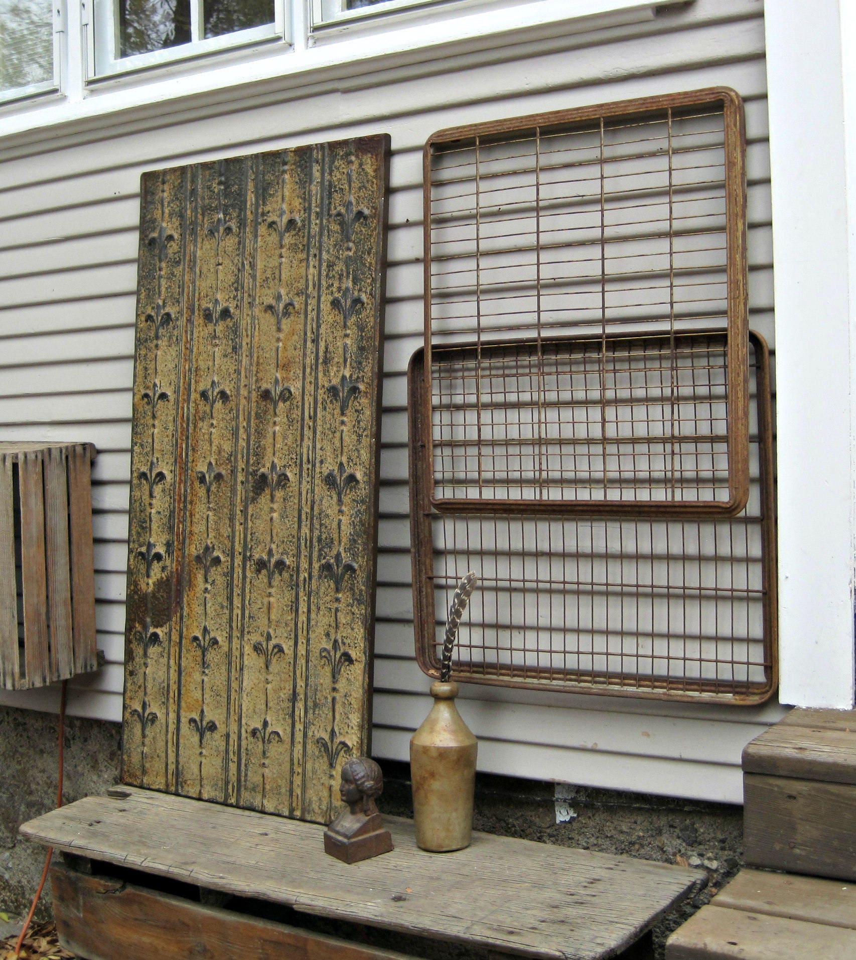 Architectural salvage wall decor. Tin ceiling tile. Rustic Etsy