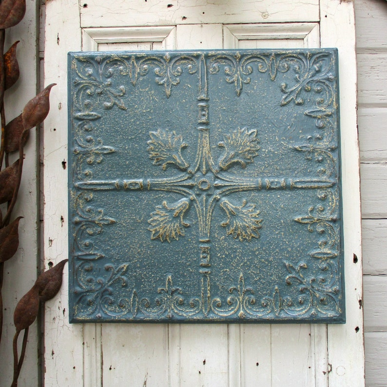 Antique Tin Ceiling Tile Framed 24 Antique Metal Tile Etsy