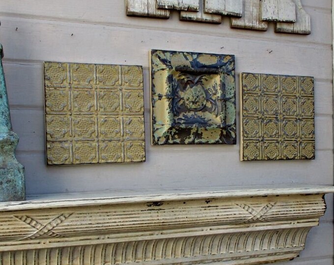 Architectural Salvage Wall Art Set of 4 Old Tin Ceiling Etsy