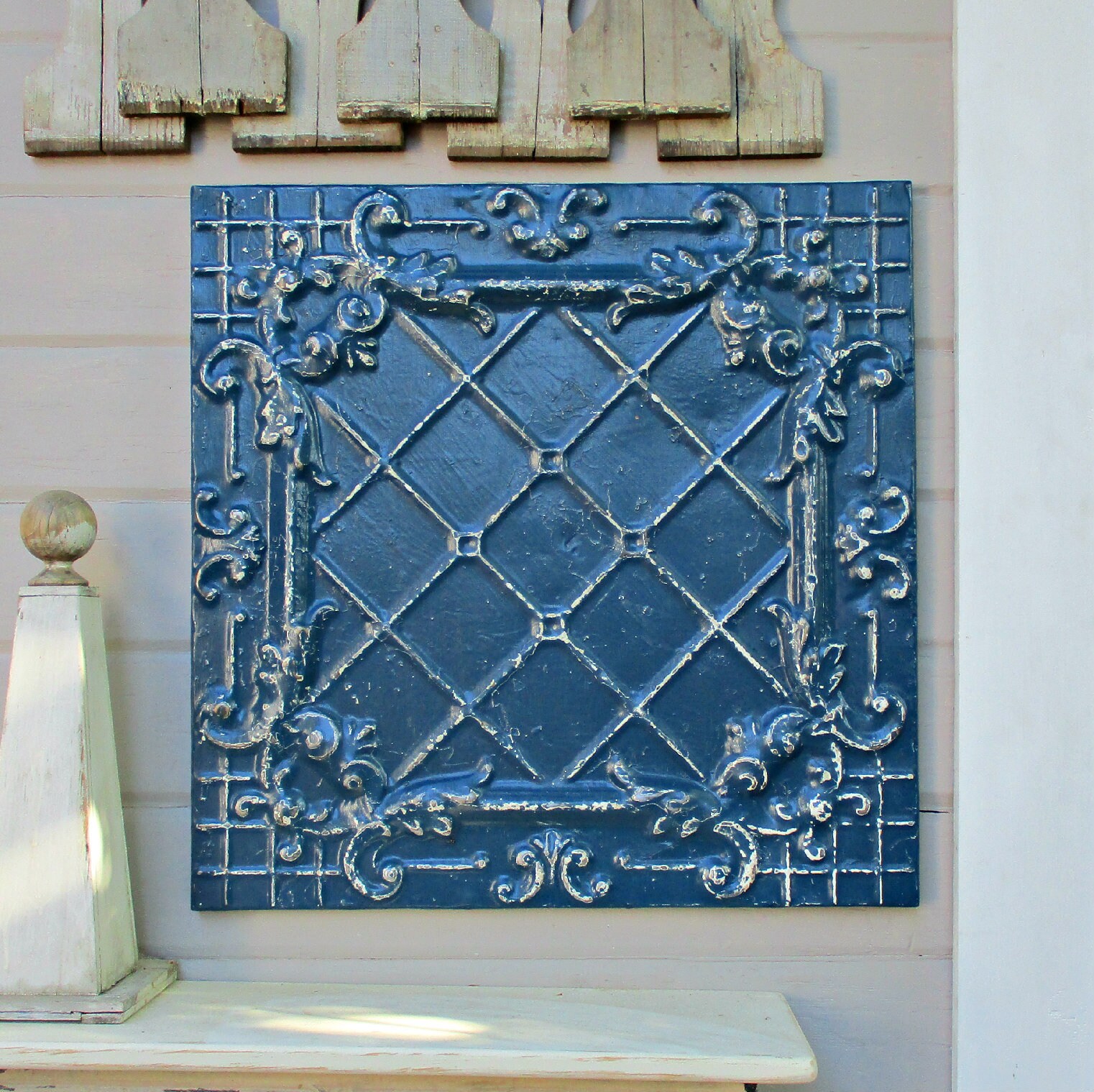 Antique Tin Ceiling Tile Framed 24 Antique Metal Tile Etsy