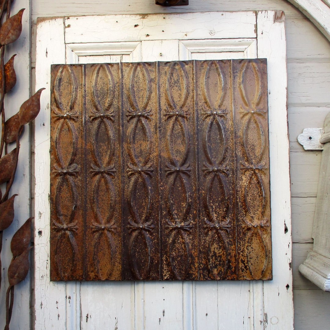 Antique Ceiling Tin Tile. Framed 23 1/2 Tile. Architectural Salvage