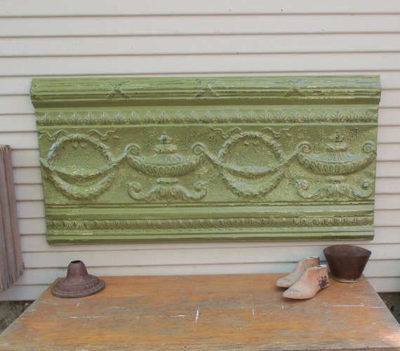 Antique Architectural Wall Art Tin Ceiling Tile Panel Green Etsy