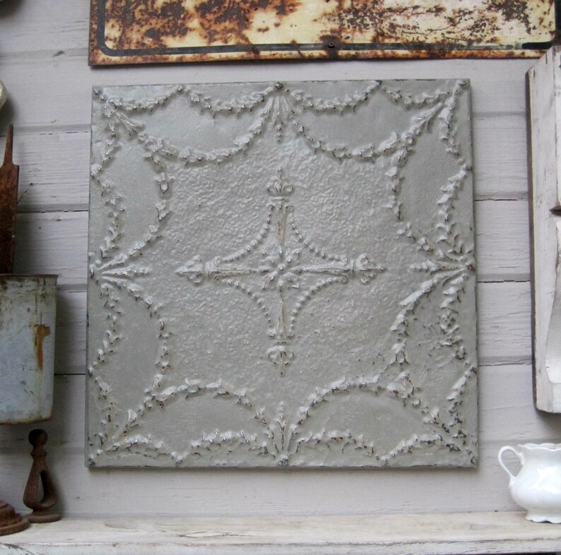 Vintage Ceiling Pressed Tin Tile 2 X2 Framed Metal Etsy