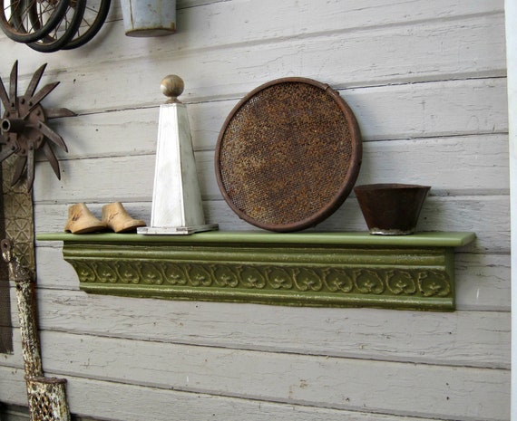 Green Wall Shelf 46 Architectural Salvage Long Etsy