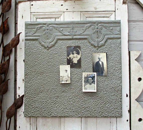 Tin Ceiling Tile Magnet Board Antique Architectural Salvage Etsy