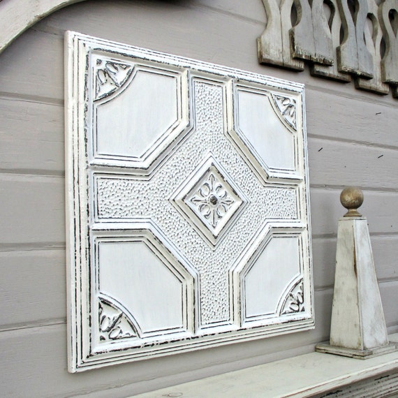 Antique Pressed Tin Panel 24 Framed Tin Ceiling Tile Etsy