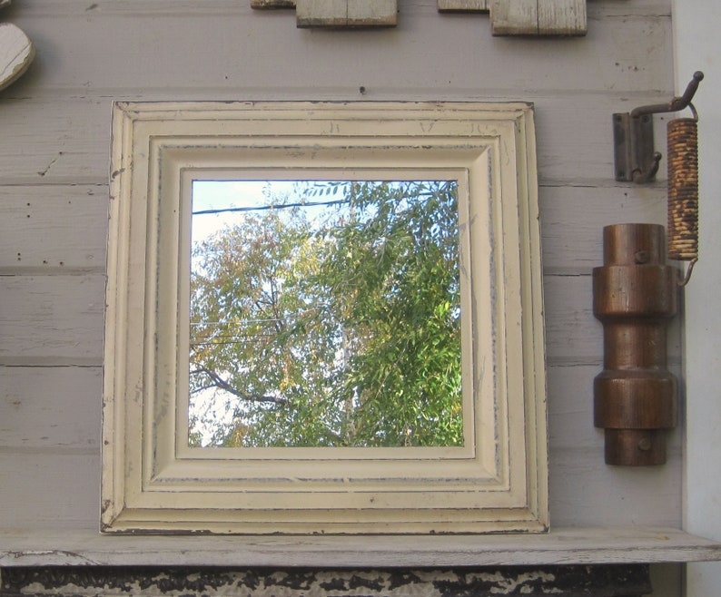 Tin Ceiling Tile Mirror Chippy Distressed White And Gray Shabby Paint Bathroom Bedroom Wall Mirror White Architectural Salvage
