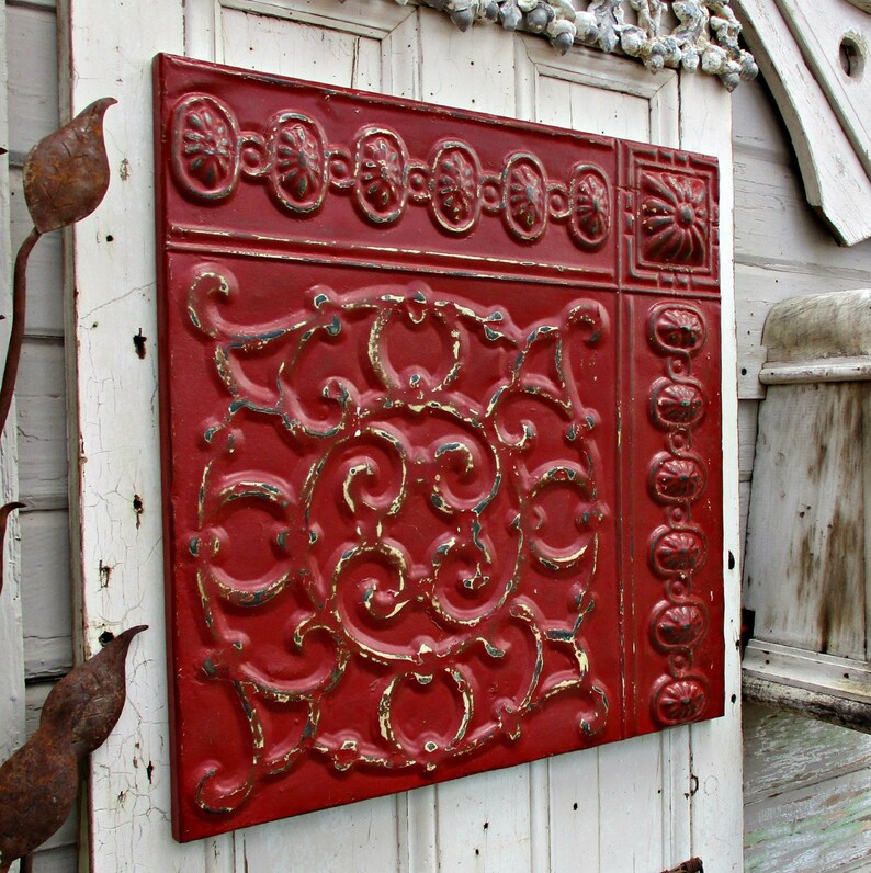 Antique Tin Ceiling Tile Architectural Salvage Wall Art Etsy