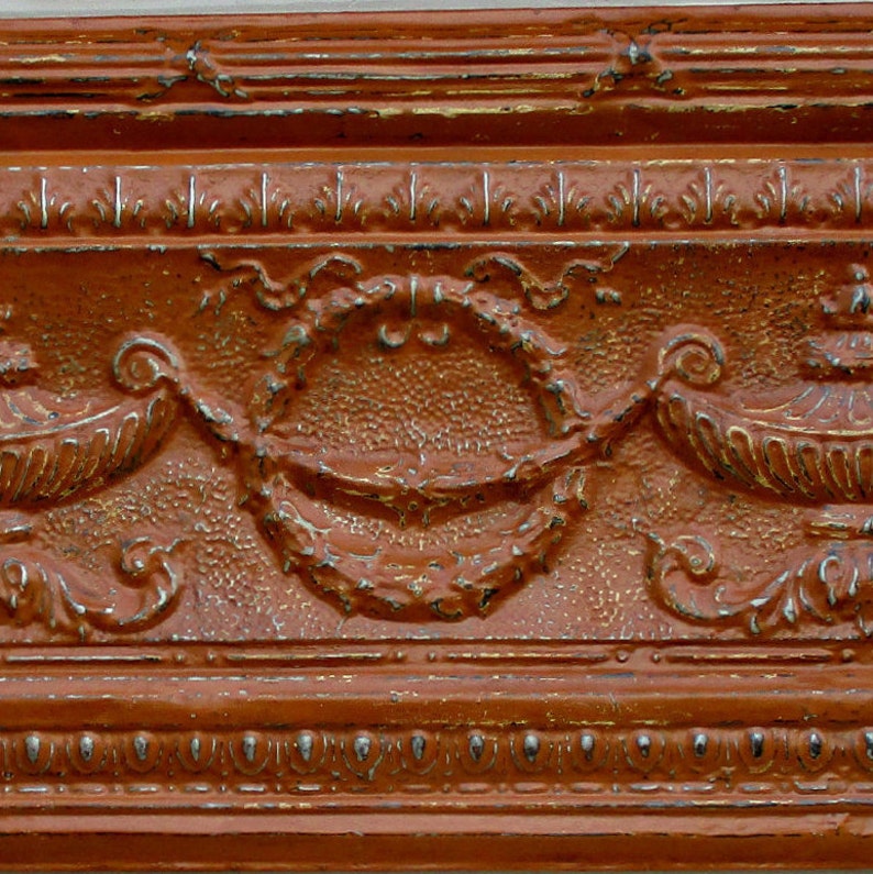 Antique Architectural Wall Art Tin ceiling tile Burnt orange Etsy