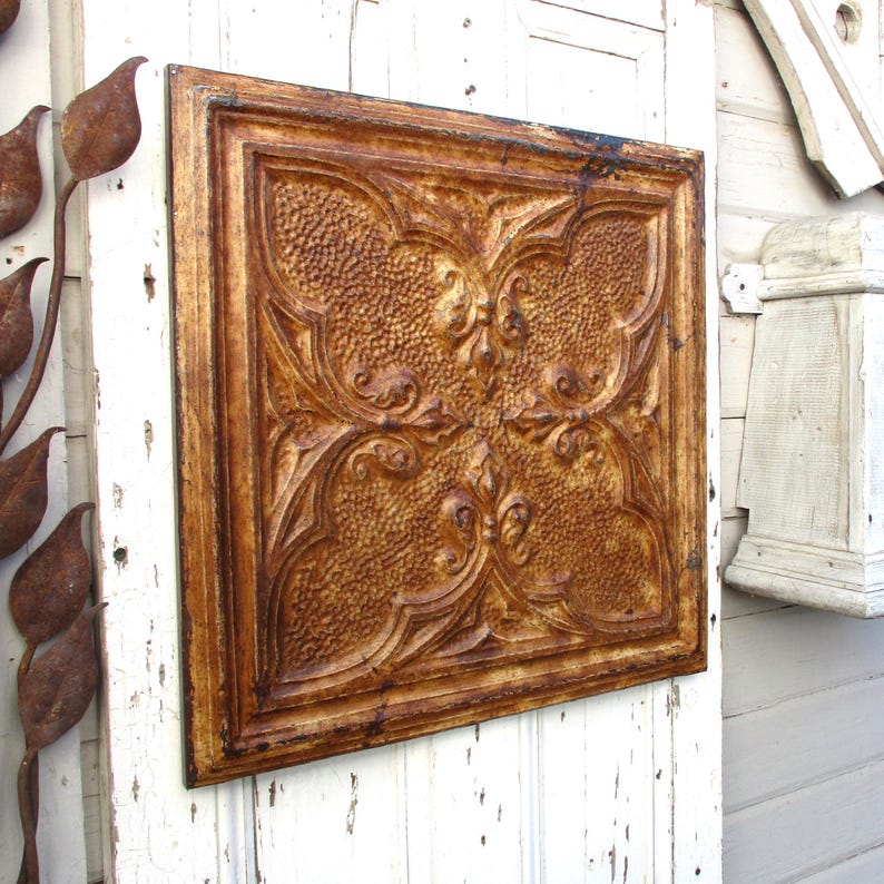 Old Tin Ceiling Tile, 23 1/2, Antique Architecture Salvage Wall Decor