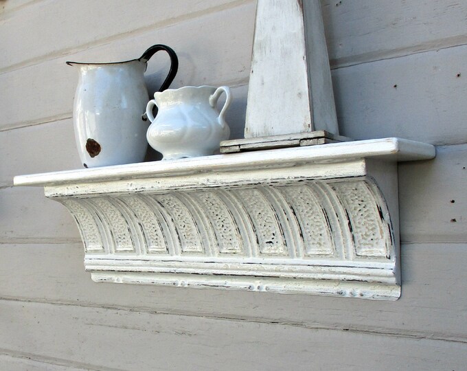 Ceiling Tin Wall Shelf, 27 1/2, Antique Architectural Salvage, Bathroom