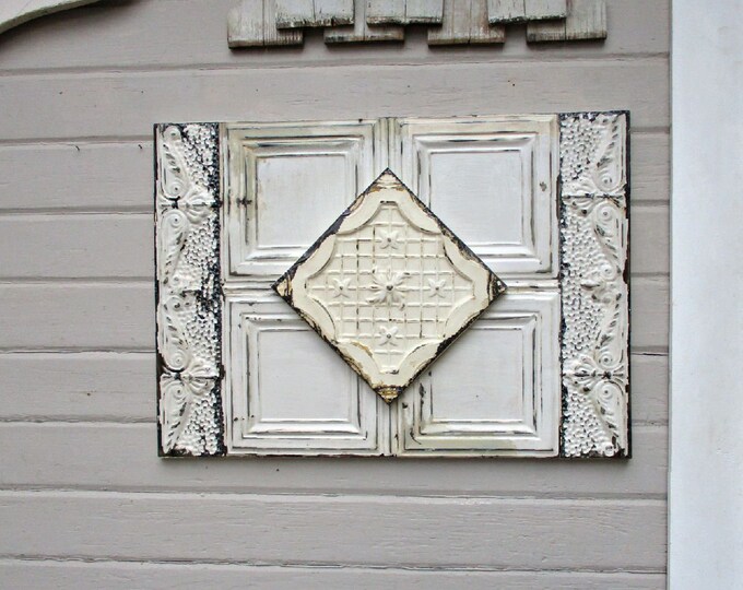Architectural Salvage Wall Decor, Antique Tin Ceiling Tiles, Large