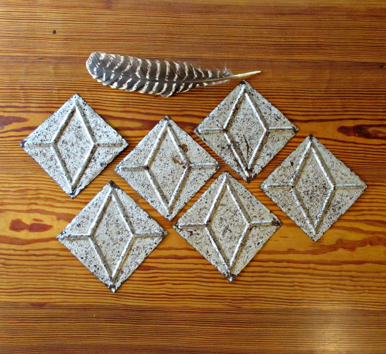 Six Tin Ceiling Tiles Lot Of Old Vintage Tiles Vintage Etsy