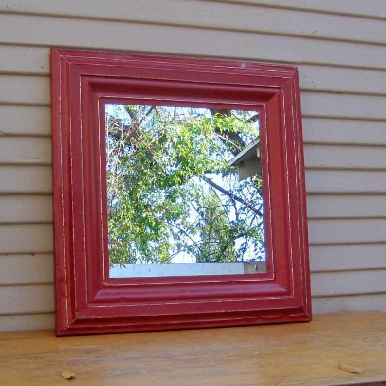 Tin Ceiling Tile Mirror Vintage Red Mirror Architectural Etsy