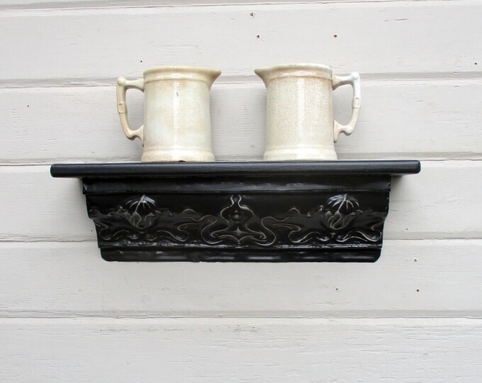 Antique Ceiling Tin Wall Shelf, Architectural Salvage, Bathroom Kitchen