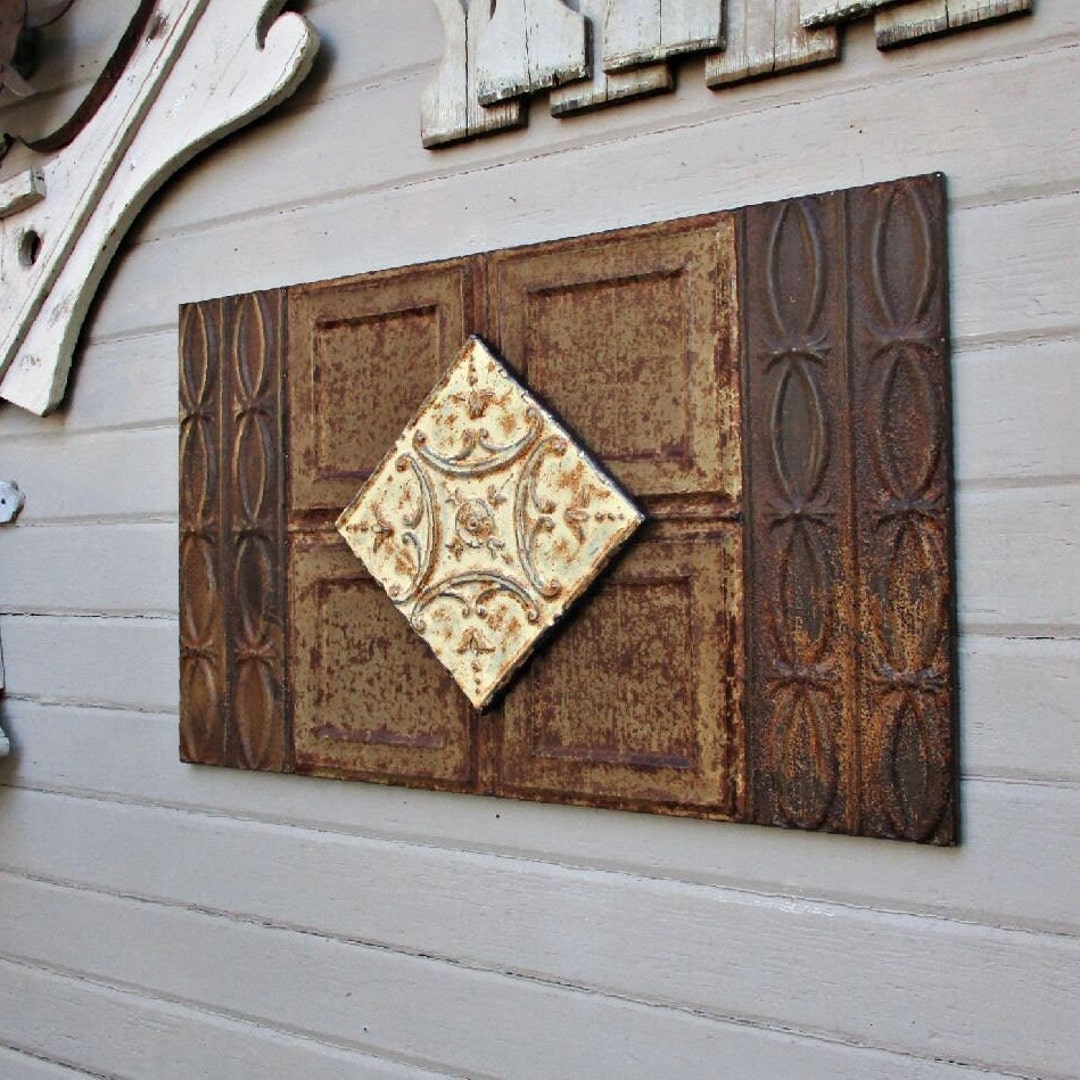 Architectural Salvage Wall Decor Antique Tin Ceiling Tiles Etsy