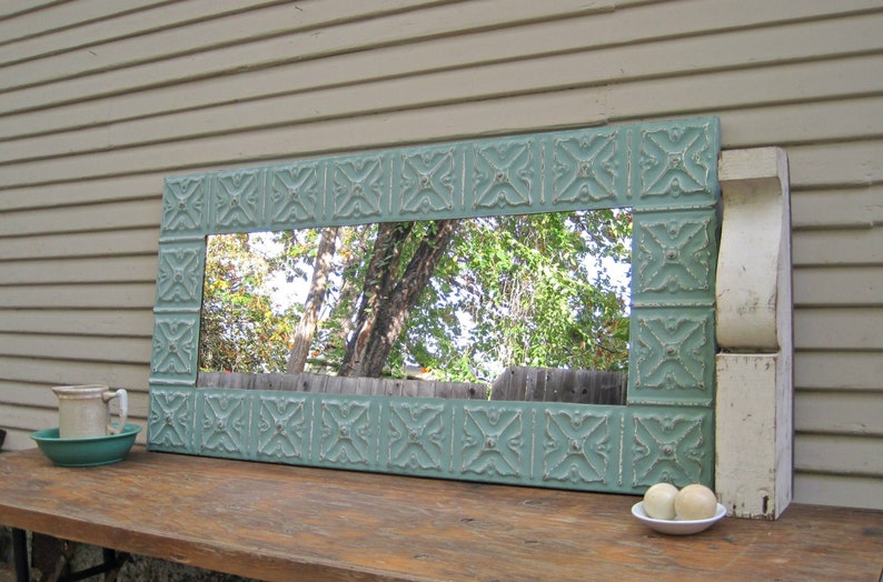 Tin Ceiling Tile Mirror 4 Foot Rectangle Antique Etsy