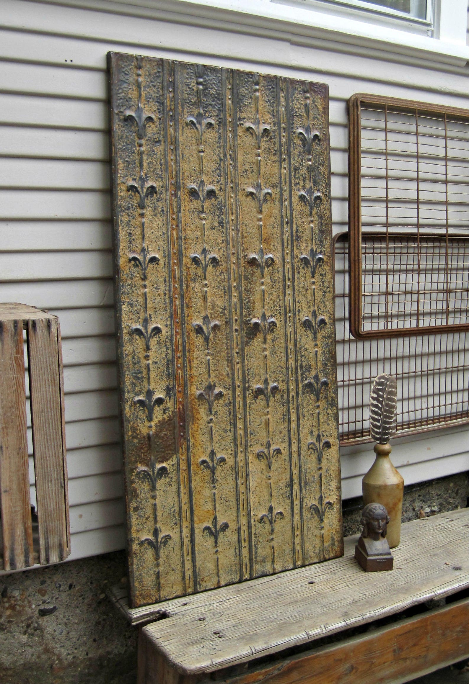 Architectural salvage wall decor. Tin ceiling tile. Rustic Etsy