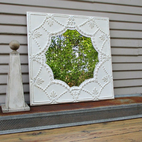 Tin ceiling tile shops mirror, 23 1/2