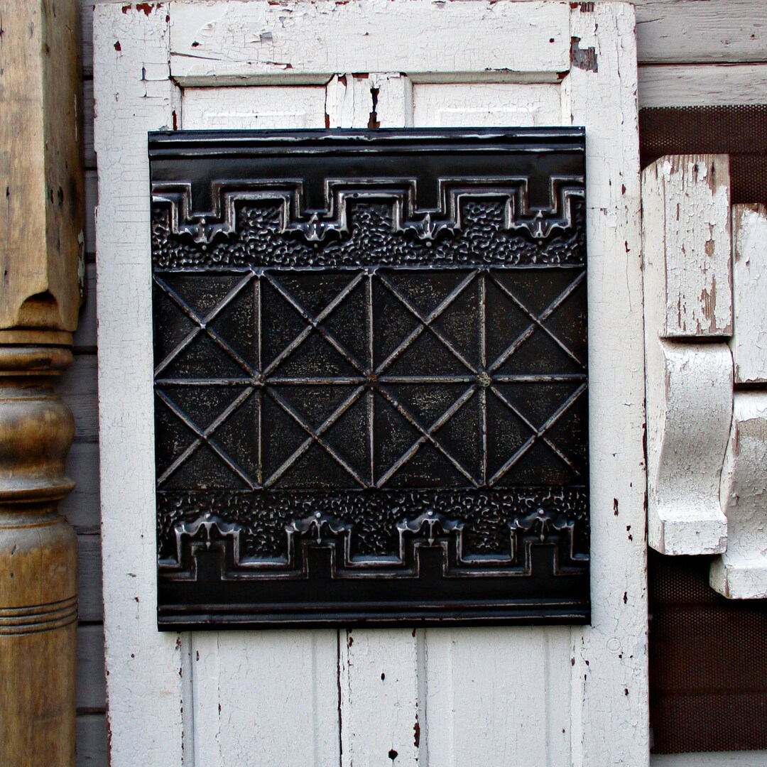 Architectural Salvage Wall Decor, Antique Tin Ceiling Tile. Large
