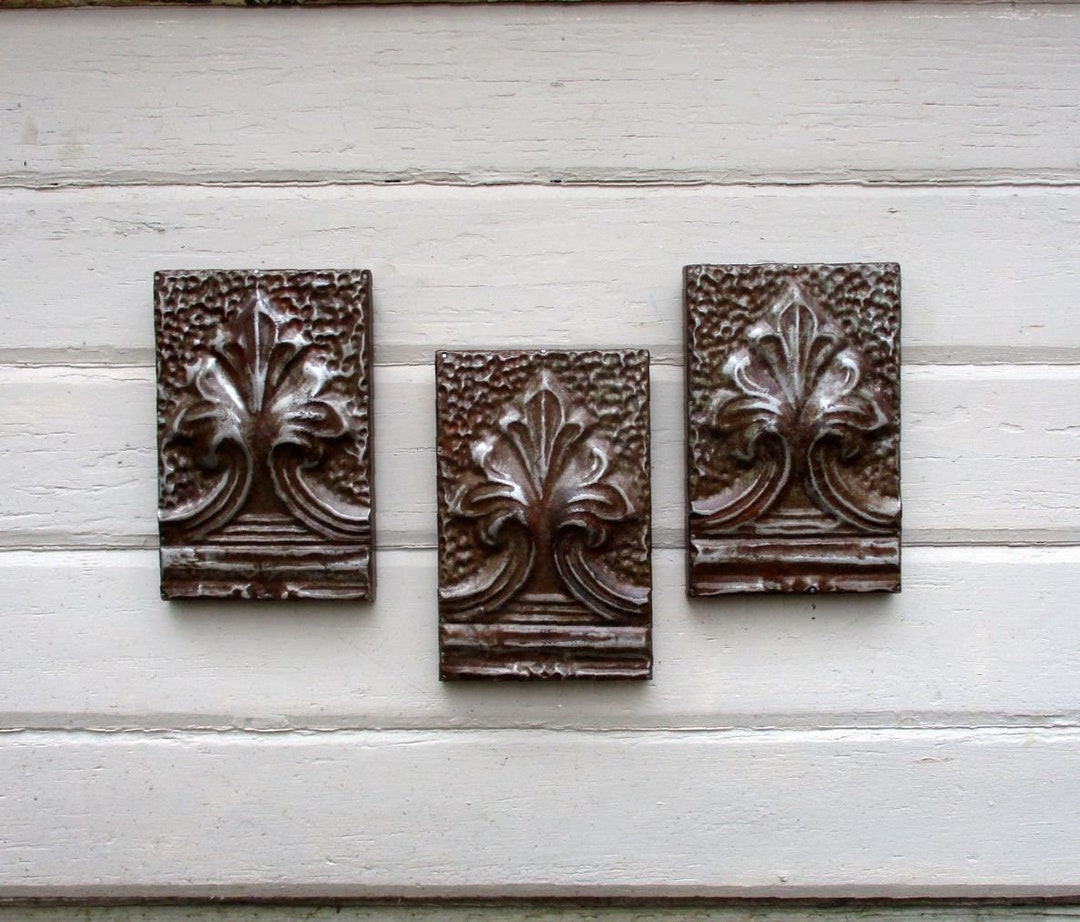 Antique Architectural Salvage Wall Art Old Ceiling Tin Tile Etsy