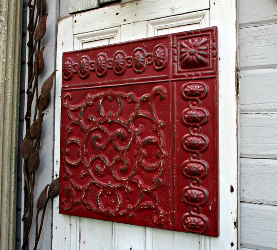 Antique Tin Ceiling Tile Architectural Salvage Wall Art Etsy